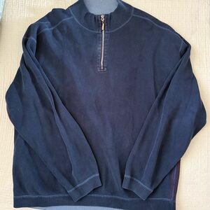 Tommy Bahama Men's Dark Blue 1/4 Zip-Up Sweater